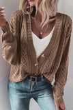 Openwork Button Up Long Sleeve Cardigan - Trendsi - Flyclothing LLC