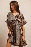 BiBi Leopard Prints Mix and Match Short Sleeves Dress - Trendsi - Flyclothing LLC