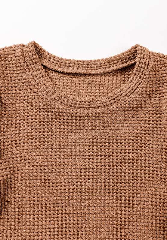 Decorative Button Round Neck Puff Sleeve Blouse - Trendsi - Flyclothing LLC