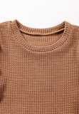 Decorative Button Round Neck Puff Sleeve Blouse - Trendsi - Flyclothing LLC
