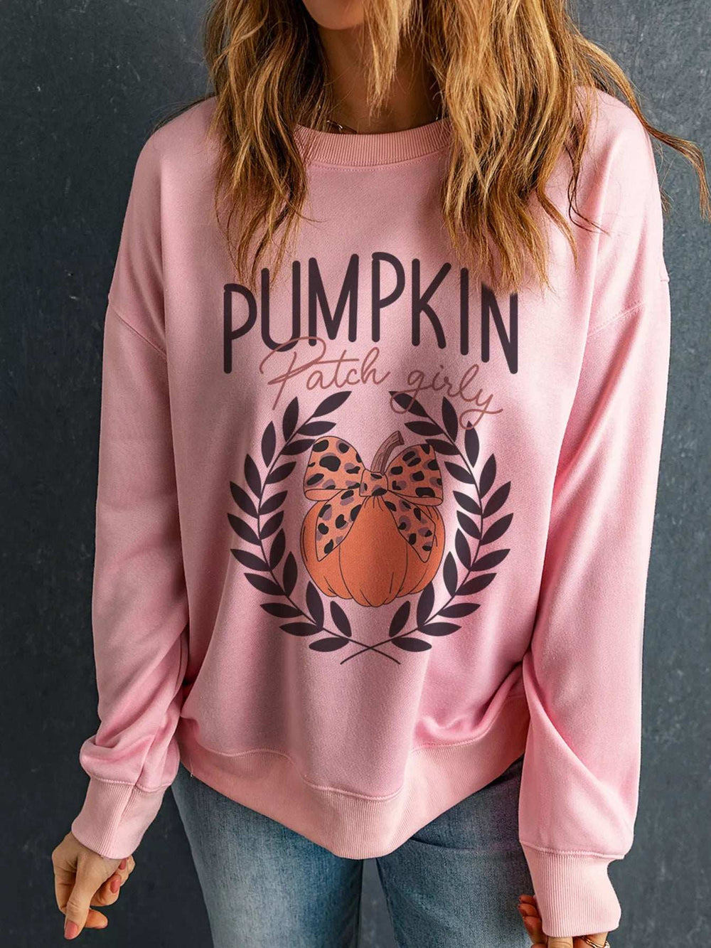Halloween Leopard Bowknot Pumpkin Graphic Sweatshirt - Trendsi - Flyclothing LLC