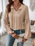 Perfee Frill Tie Neck Long Sleeve Blouse - Trendsi