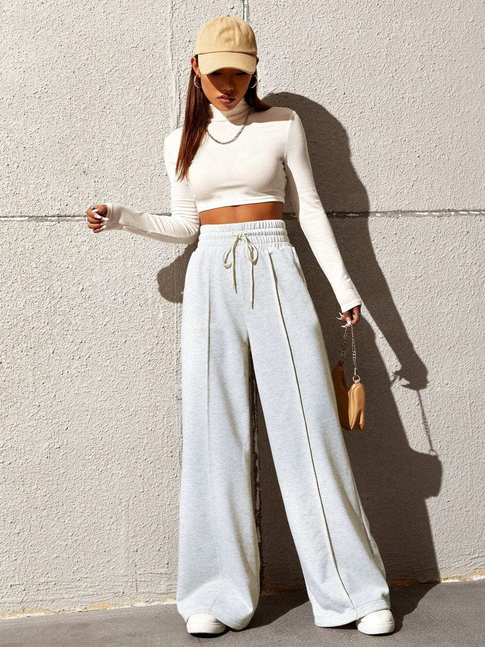 Honey Drawstring Elastic Waist Wide Leg Pants - Trendsi - Flyclothing LLC