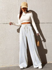 Honey Drawstring Elastic Waist Wide Leg Pants - Trendsi