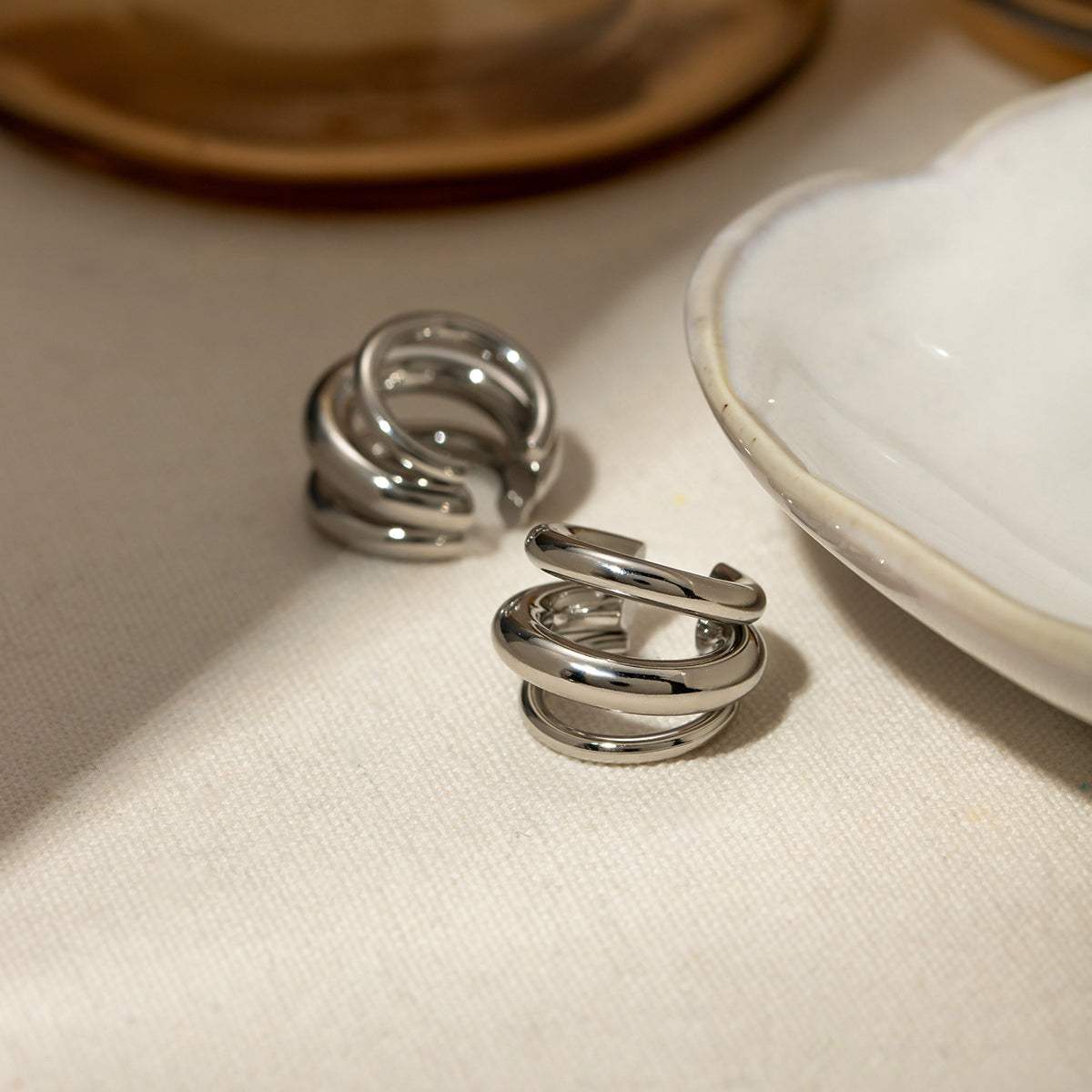Stainless Steel Layered Cuff Earrings - Trendsi - Flyclothing LLC