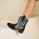 PU Leather Color Block Boots - Trendsi