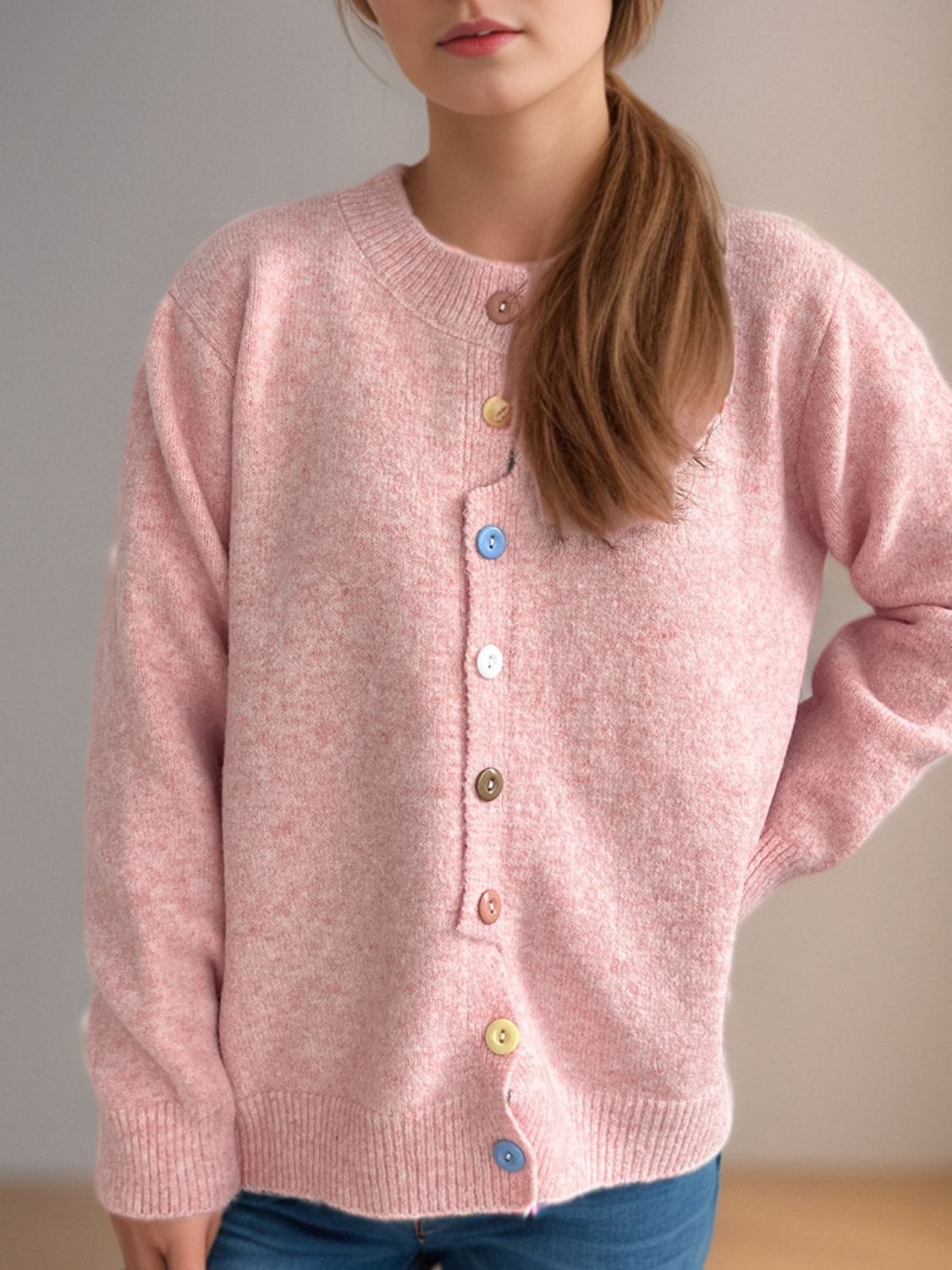 Button Down Long Sleeve Cardigan - Trendsi