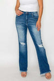 bytos Full Size Raw Hem Distressed High Rise Bootcut Jeans - Trendsi - Flyclothing LLC