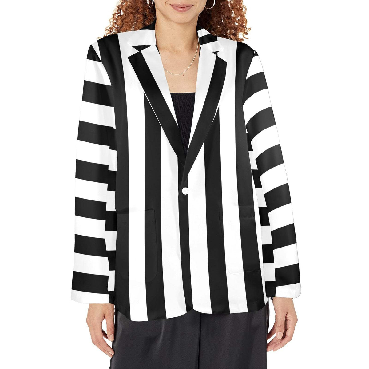 Baha Ranch BeetleJuice Prison Stripe Blazer Women's
