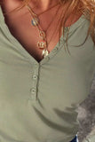 Half Button Long Sleeve Top - Trendsi - Flyclothing LLC