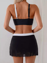 Two Tone Cami and Skort Swim Set - Trendsi - Flyclothing LLC