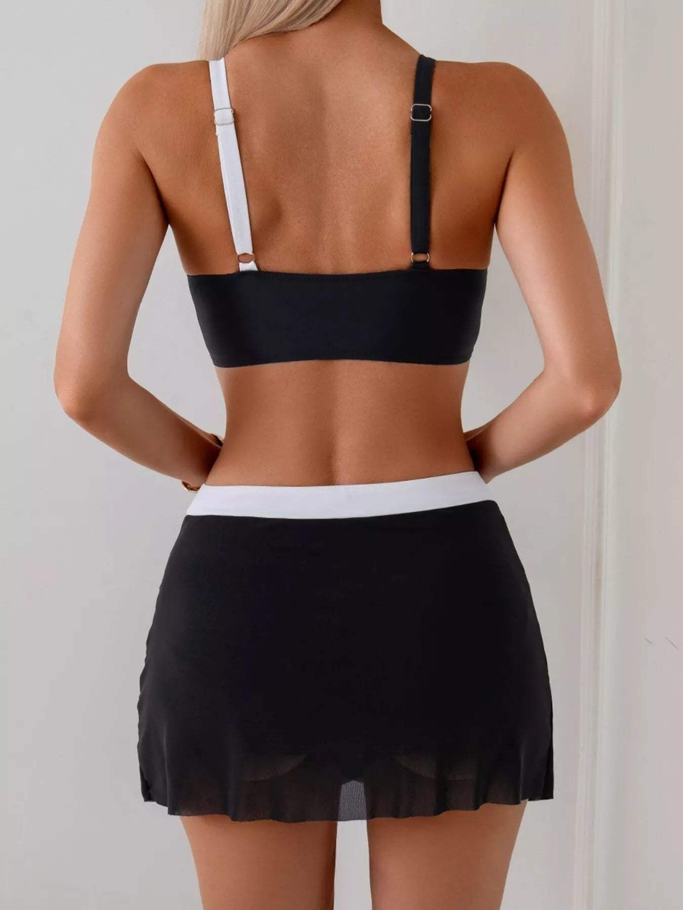 Two Tone Cami and Skort Swim Set - Trendsi - Flyclothing LLC