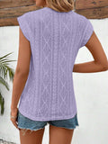 Openwork Round Neck Cap Sleeve Top - Trendsi - Flyclothing LLC