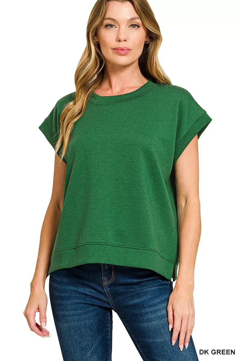 Zenana Scuba Short Sleeve Sweatshirts - Trendsi - Flyclothing LLC