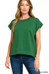 Zenana Scuba Short Sleeve Sweatshirts - Trendsi - Flyclothing LLC