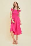 HEYSON Off-Shoulder Smocked Midi Dress - Trendsi