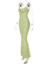 Floral Print Tie Strap Bodycon Maxi Dress - Trendsi - Flyclothing LLC