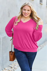 Basic Bae Full Size V-Neck Lantern Sleeve Top - ShopBasicbae - Flyclothing LLC