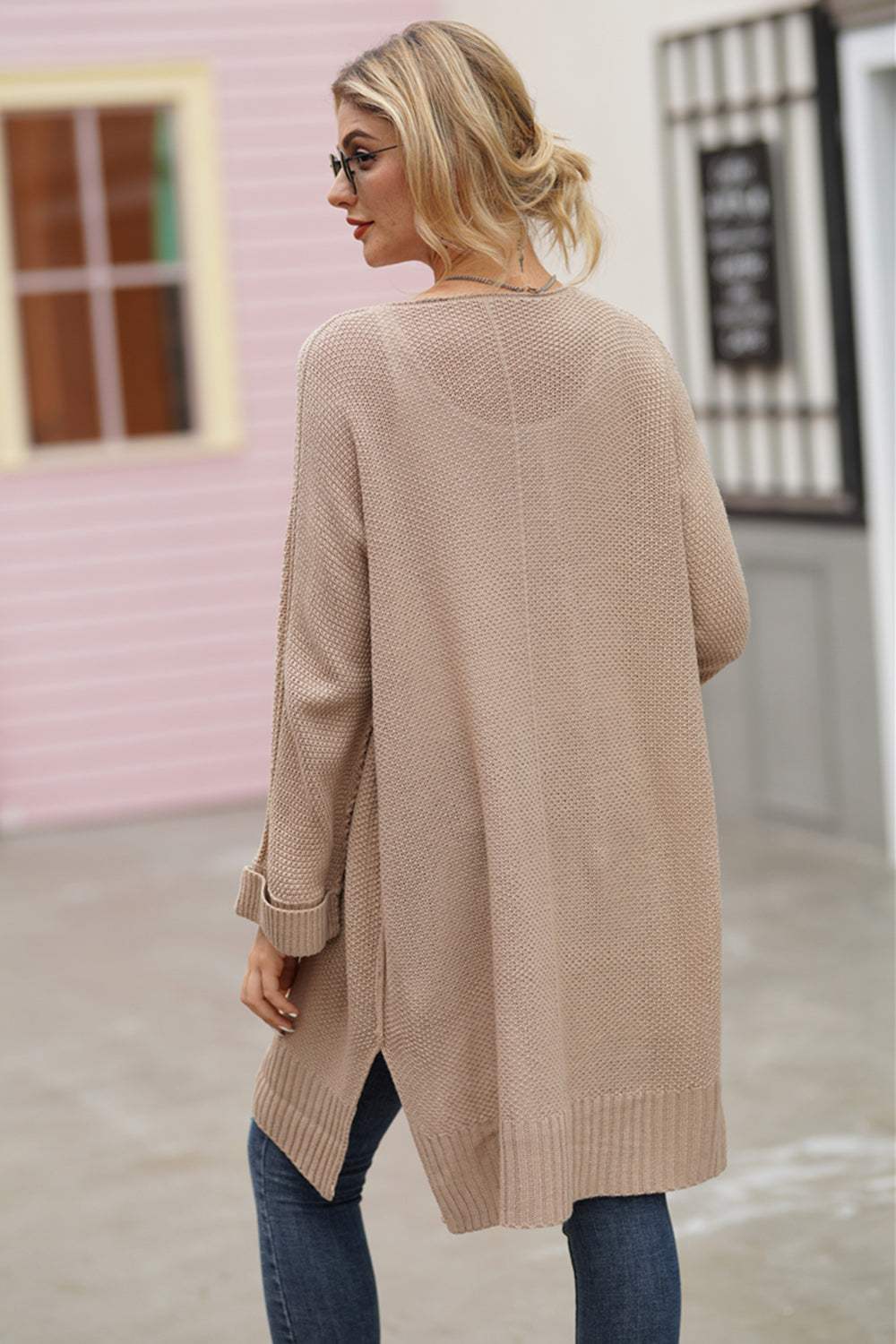 Open Front Long Sleeve Cardigan - Trendsi - Flyclothing LLC