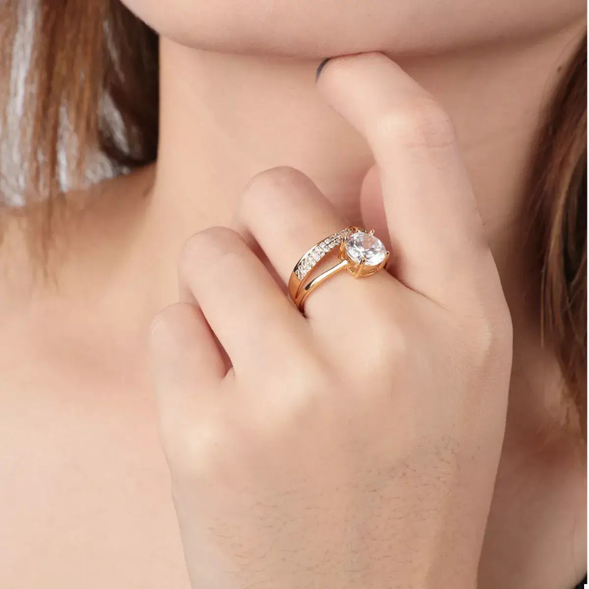 18K Gold-Plated Zircon Ring - Trendsi - Flyclothing LLC