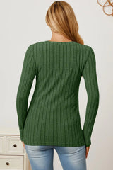 Basic Bae Full Size Ribbed V-Neck Long Sleeve T-Shirt - ShopBasicbae - Flyclothing LLC