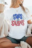 Stars and Stripes Round Neck Short Sleeve T Shirt - Trendsi