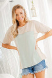 Heimish Full Size Contrast Round Neck Short Sleeve T-Shirt Plus Size - Trendsi - Flyclothing LLC
