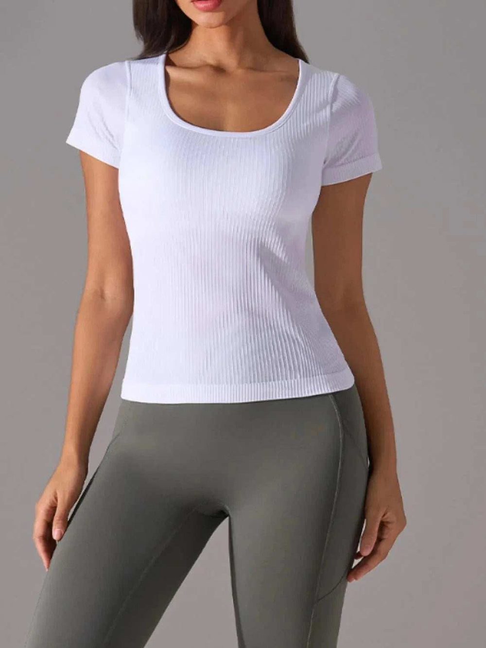 Square Neck Active T-Shirt with Detachable Chest Pads - Trendsi - Flyclothing LLC