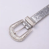 PU Leather Rhinestone Belt - Trendsi