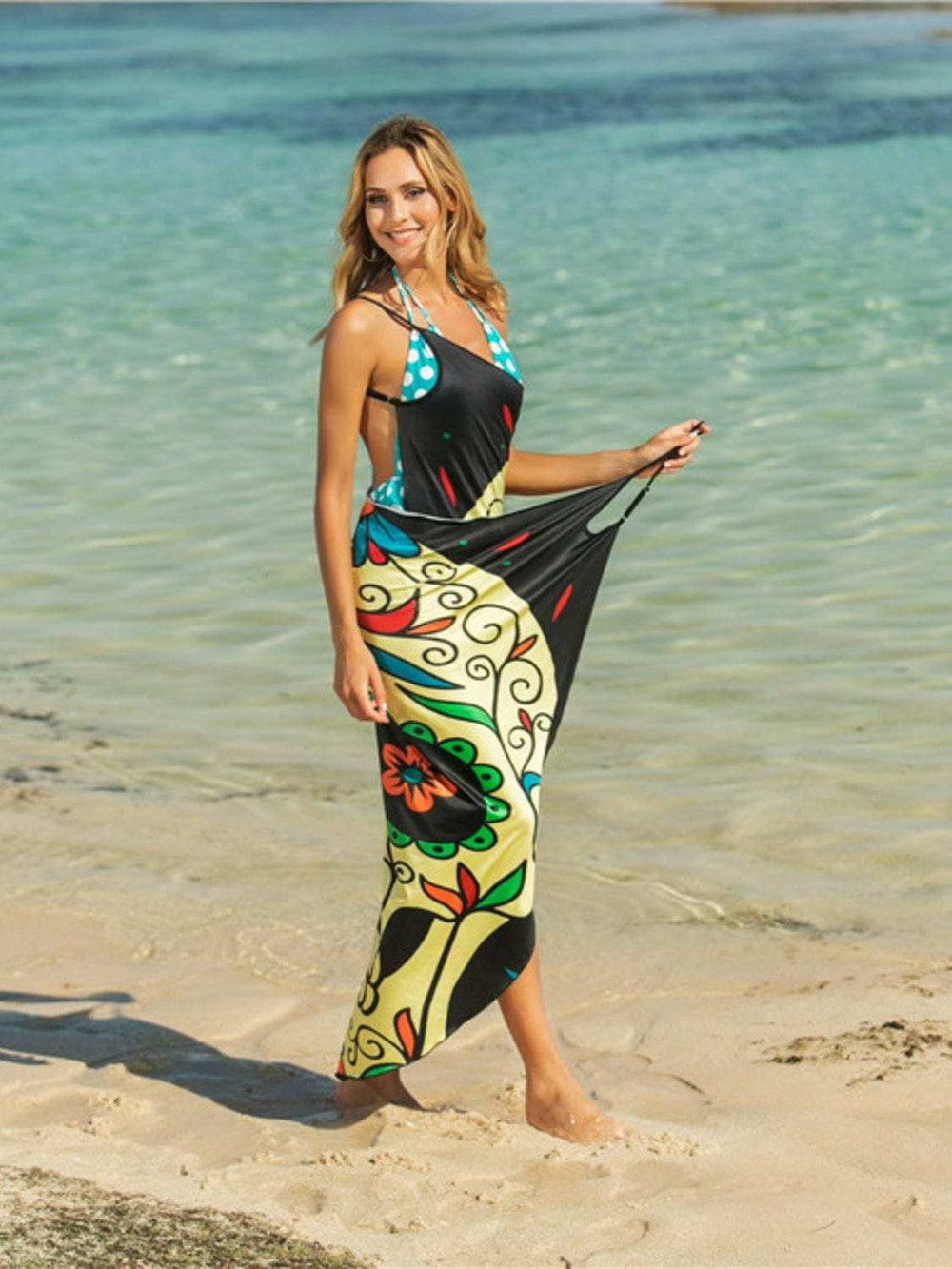 Printed Spaghetti Strap Cover Up - Trendsi - Flyclothing LLC