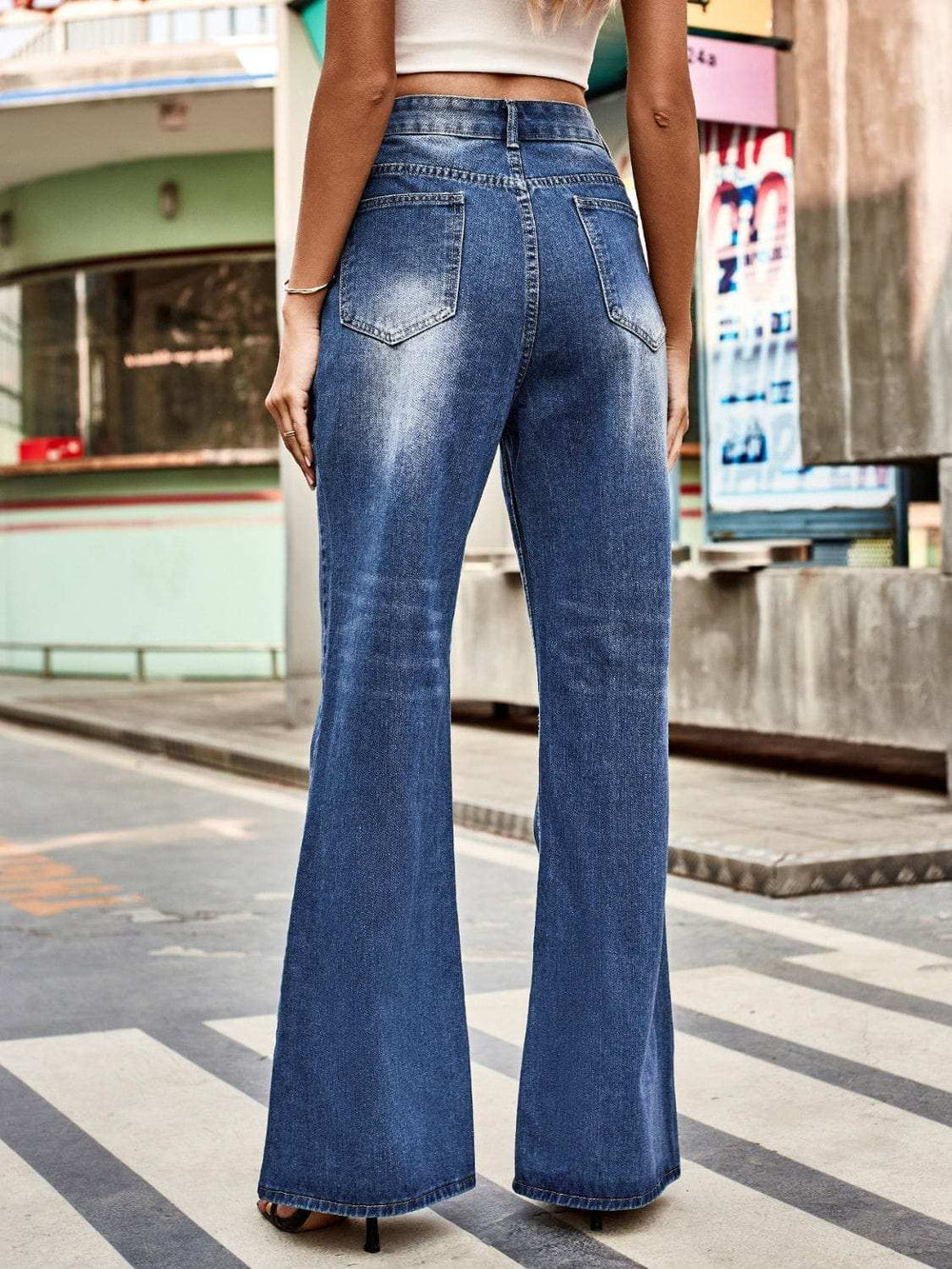 High Rise Bootcut Jeans with Pockets - Trendsi - Flyclothing LLC