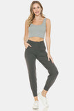 Leggings Depot Wide Waistband Slim Active Joggers - Trendsi - Flyclothing LLC