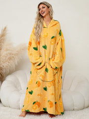 Fuzzy Pocketed Long Sleeve Hooded Lounge Dress - Trendsi