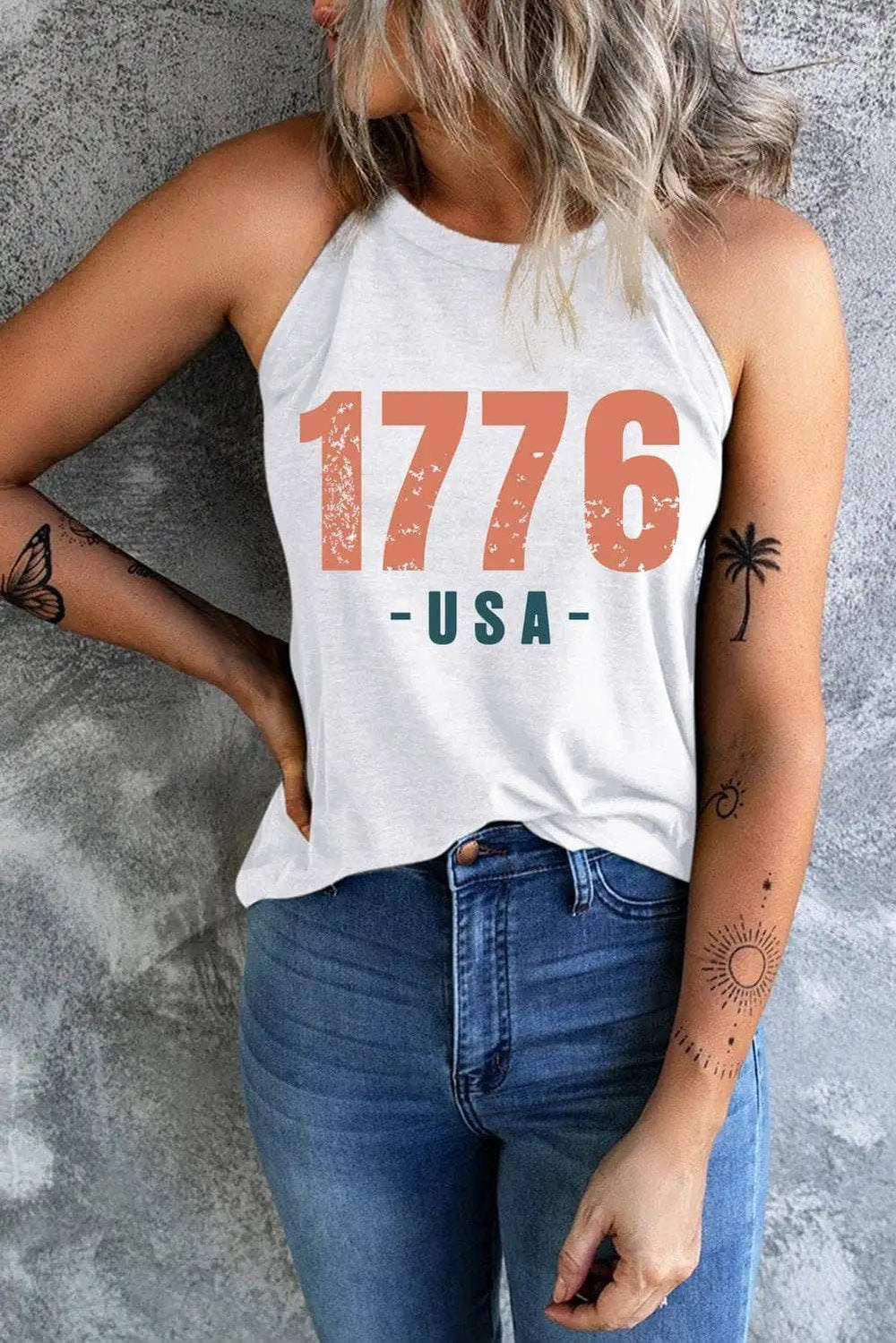 1776 USA Round Neck Tank - Trendsi - Flyclothing LLC