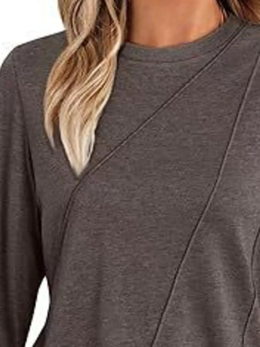 Round Neck Long Sleeve Top - Trendsi - Flyclothing LLC