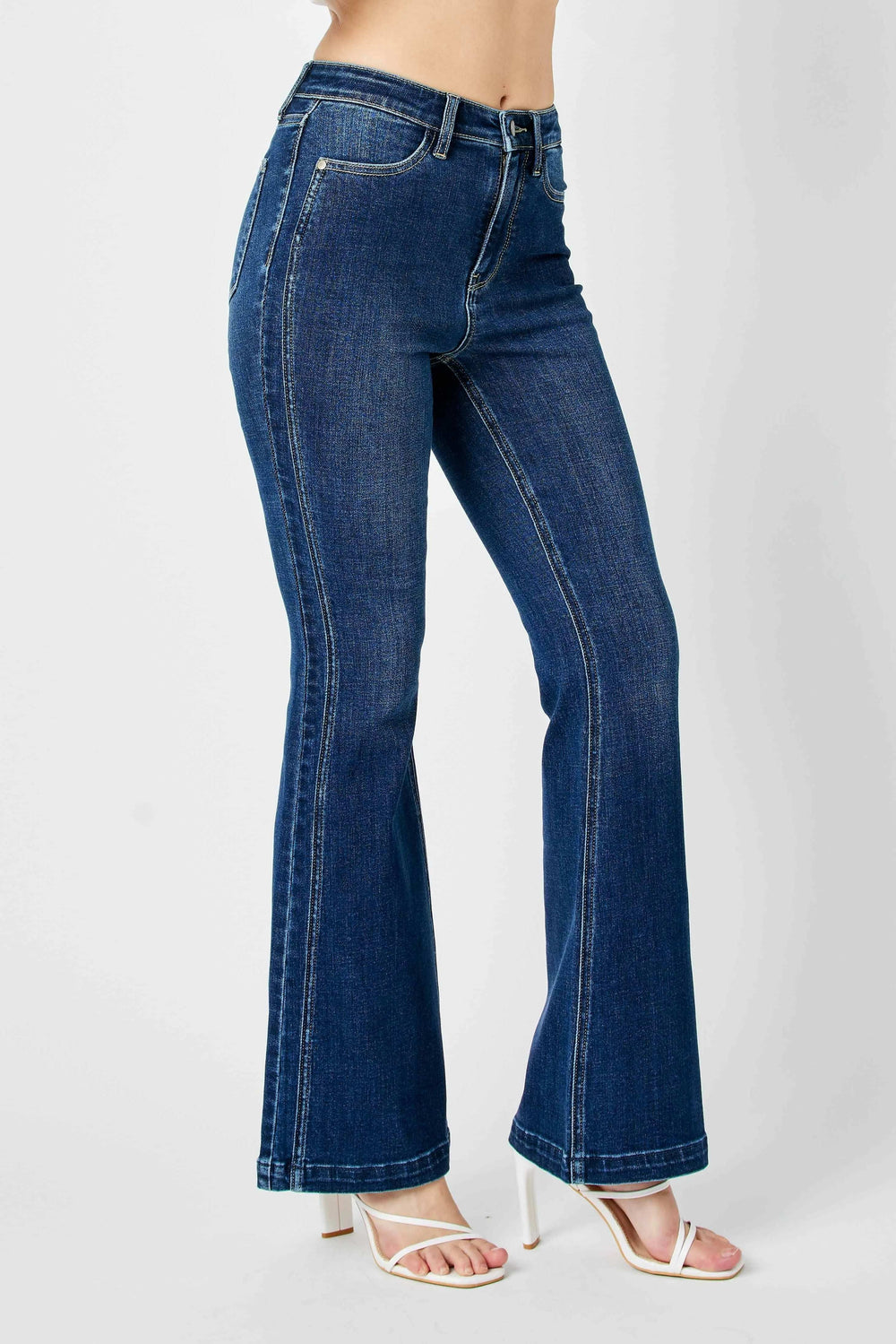 Judy Blue Full Size Hw Angled Side Seam Detail Flare Jeans Plus Size - Trendsi - Flyclothing LLC
