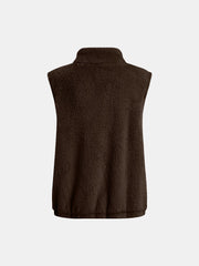 Full Size Fuzzy Zip Up Vest Coat with Pockets - Trendsi
