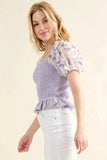 And The Why Embellishment Sleeve Smocked Top - Trendsi