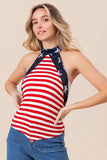 BiBi Stripe Jersey with Star Halter Neck with Tie Back - Trendsi