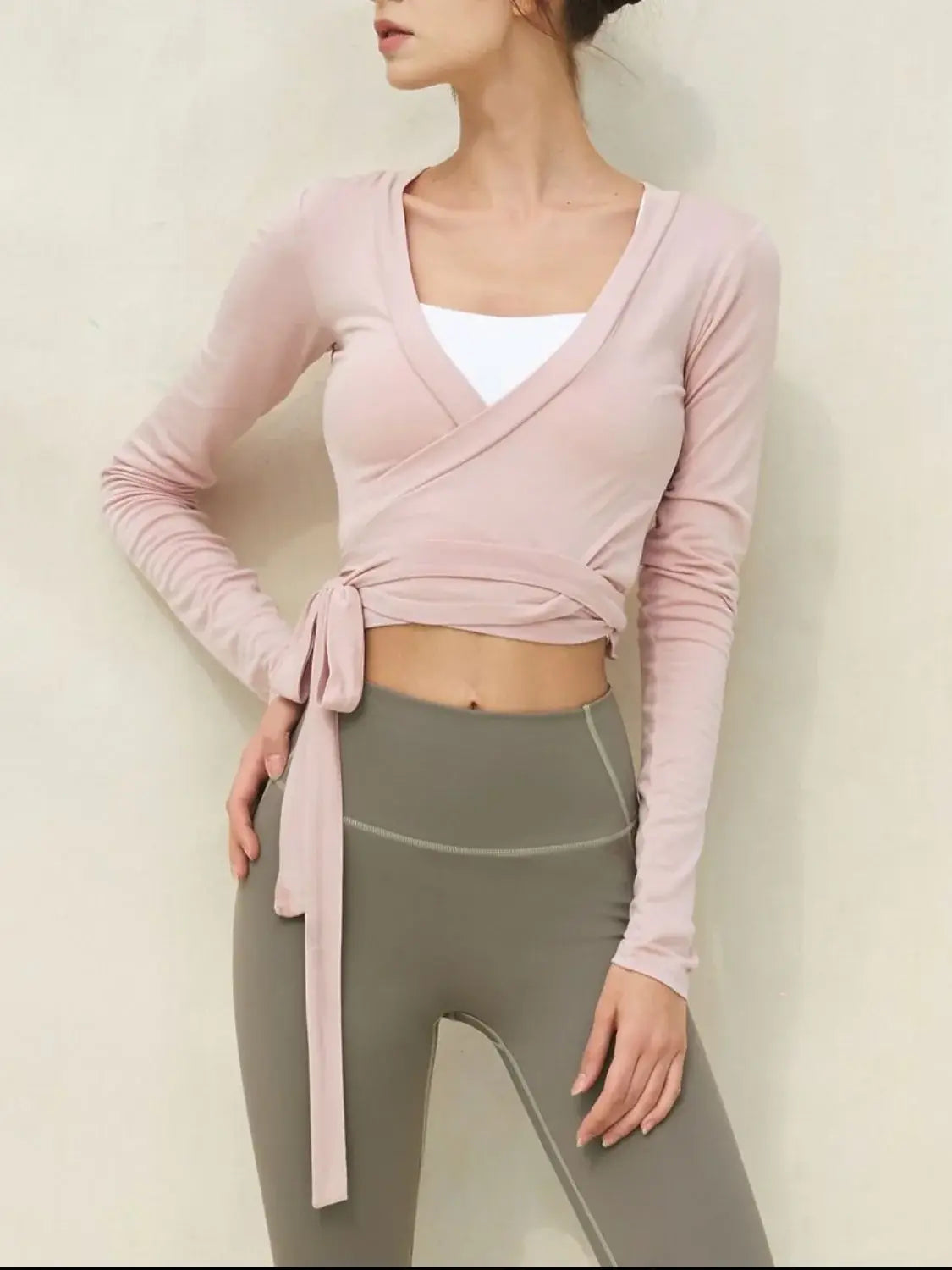 Tied Surplice Long Sleeve Top - Trendsi - Flyclothing LLC