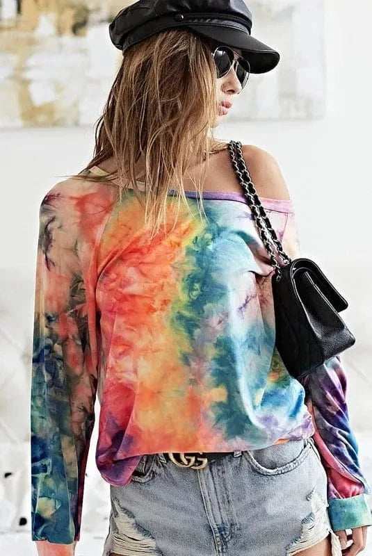BiBi Tie Dye Soft Knit Jersey Top - Trendsi - Flyclothing LLC