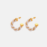 Twisted Leather Rope C-Hoop Earrings - Trendsi - Flyclothing LLC
