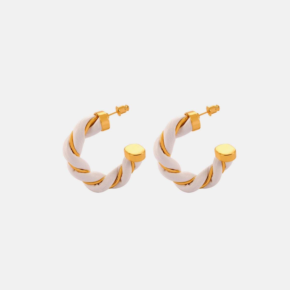 Twisted Leather Rope C-Hoop Earrings - Trendsi - Flyclothing LLC
