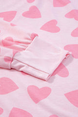 Heart Print Long Sleeve Top and Shorts Lounge Set - Trendsi - Flyclothing LLC
