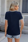 Contrast Trim Round Neck Short Sleeve T-Shirt - Trendsi - Flyclothing LLC