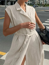 Tie Waist Cap Sleeve Maxi Dress - Trendsi - Flyclothing LLC