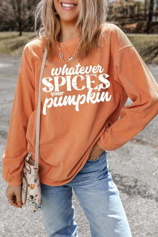 Letter Graphic Round Neck Long Sleeve Oversize Sweatshirt - Trendsi - Flyclothing LLC