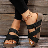 Crisscross Open Toe Platform Sandals - Trendsi - Flyclothing LLC