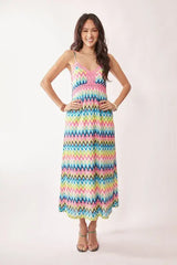 Davi & Dani Multi Color Crochet Lace Midi Dress - Trendsi - Flyclothing LLC