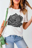 Rose Graphic Round Neck Short Sleeve T-Shirt - Trendsi - Flyclothing LLC